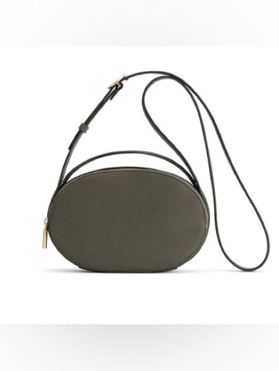Cuyana Handbags - Cuyana Top Handle Leather Oval Crossbody Bag in Dark Olive
